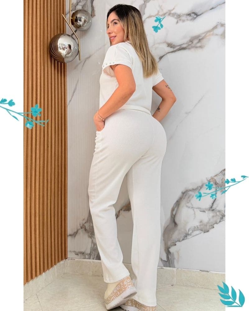Conjunto blusa perlas