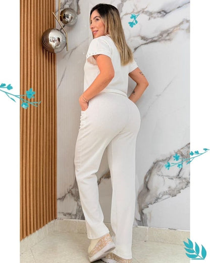 Conjunto blusa perlas