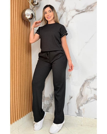 Conjunto blusa perlas